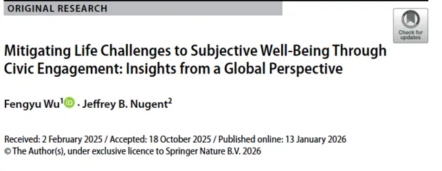 Mitigating Life Challenges to Subjective Well-Being Through Civic Engagement: Insights from a Global Perspective | Springer