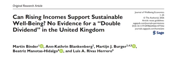 Can Rising Incomes Support Sustainable Well-Being? No Evidence for a “Double Dividend” in the United Kingdom | Journal of Wellbeing Economics