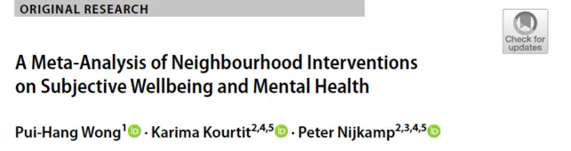 A Meta‑Analysis of Neighbourhood Interventions on Subjective Wellbeing and Mental Health | Springer