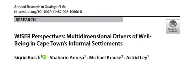WISER Perspectives: Multidimensional Drivers of Well-Being in Cape Town’s Informal Settlements | Springer