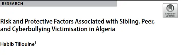 Risk and Protective Factors Associated with Sibling, Peer, and Cyberbullying Victimisation in Algeria | Springer