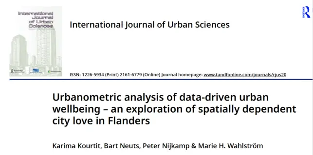 Urbanometric analysis of data-driven urban wellbeing – an exploration of spatially dependent city love in Flanders | International Journal of Urban Sciences