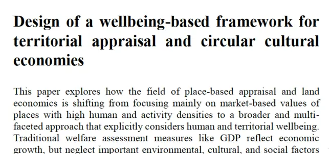 Design of a wellbeing-based framework for territorial appraisal and circular cultural economies | Aestimum